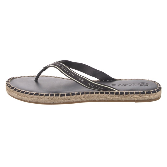 TORY BURCH Thong Espadrilles Leather Flip Flops Size 8 - Picture 2 of 5